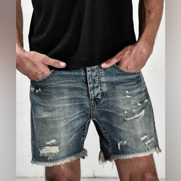 One Teaspoon Mr. Blacks Shorts Size 28 Men’s Frayed Distressed Denim Cutoffs - Picture 1 of 9